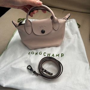 Longchamp Small Le Pliage Leather Crossbody Tote